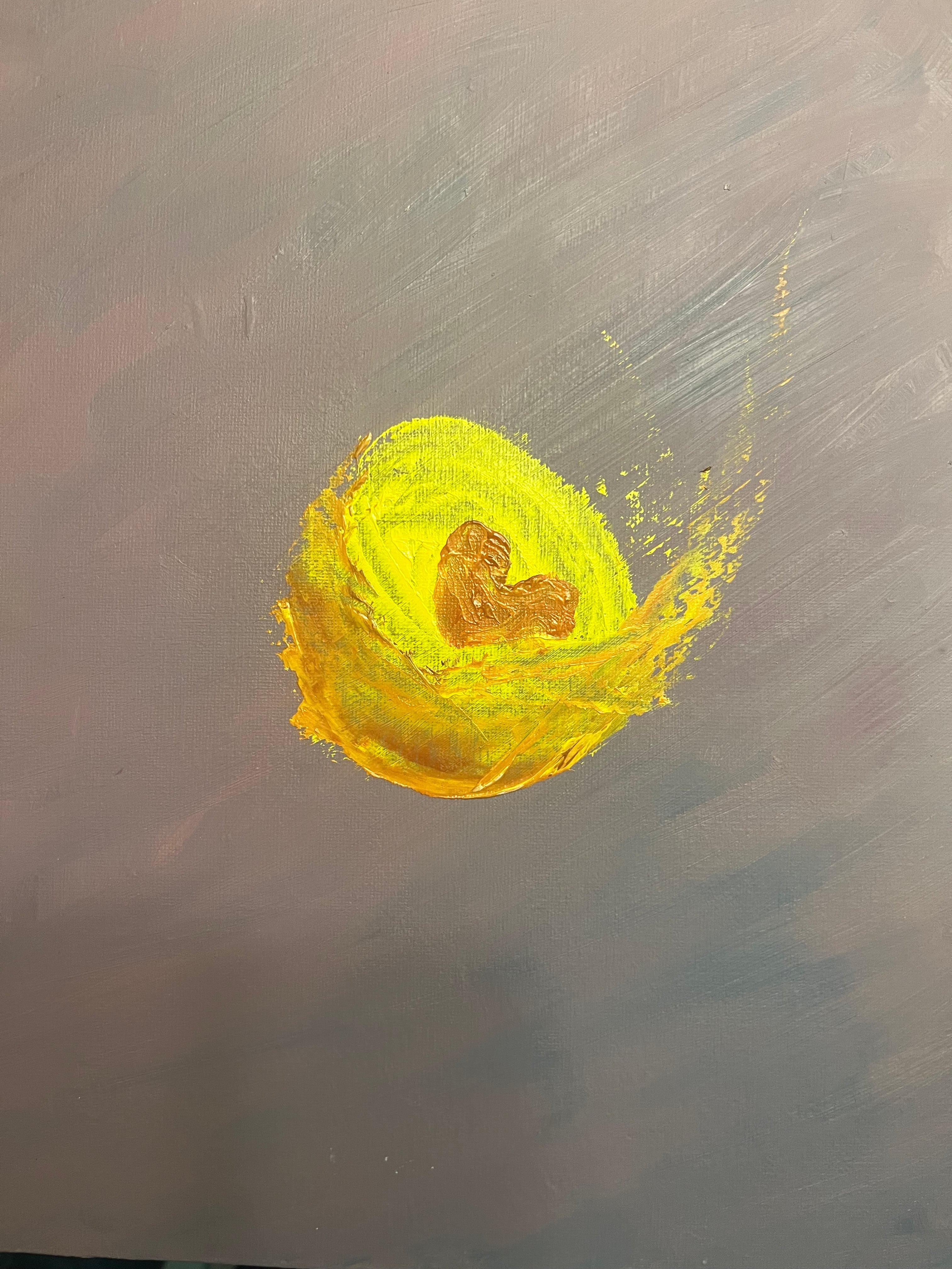 #331-Purple with Orange Yellow Heart Swirl