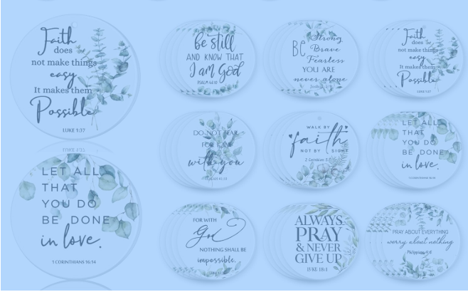 Green Leaf Round 2-side Ornaments w/ Bible Verse